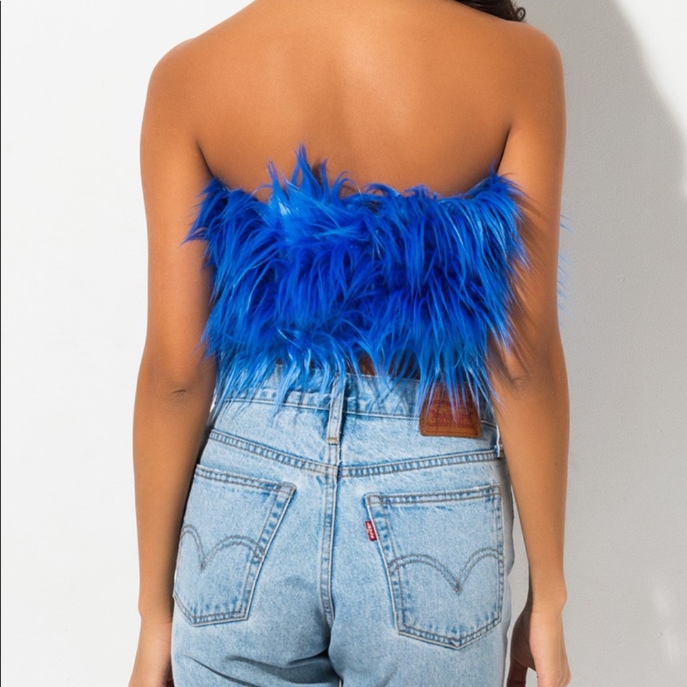 COPY - Faux Fur Tube Top (royal blue) 💙 - Picture 2 of 5